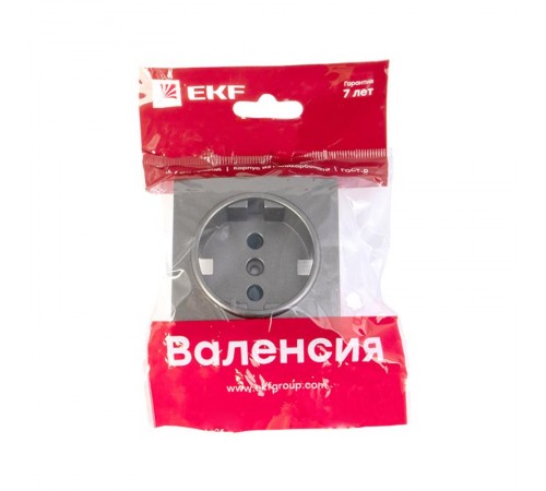 Валенсия лицевая панель розетки 1-местной с/з 16А графит с защ. штор. EKF PROxima   ESR16-L-028-60   EKF