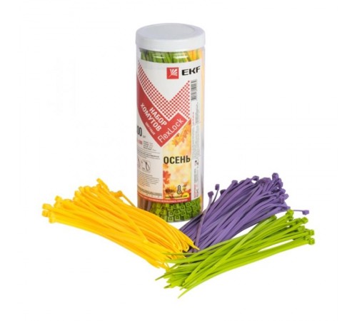 Набор хомутов цветных "Осень" (300 шт.): 3,6х200 FlexLock PROxima  plc-fl-set-au  EKF