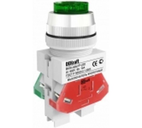 Выкл. кноп. ABLFP 30 мм Цвет:ЗЕЛЕНЫЙ LED 220В ВK-30 a  25047DEK  DEKraft