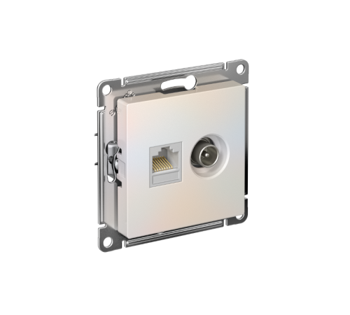 AtlasDesign Жемчуг Розетка 2-ая комп+TV, RJ45+TV, кат.5E, механизм  ATN000489  SE