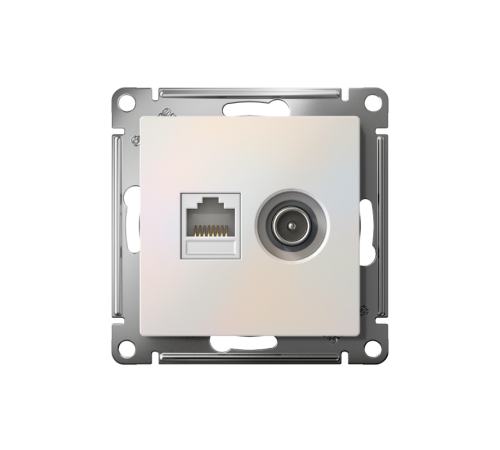 AtlasDesign Жемчуг Розетка 2-ая комп+TV, RJ45+TV, кат.5E, механизм  ATN000489  SE