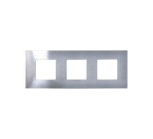 Simon 27 Накладка декоративная на рамку базовую, 3 поста, S27 Play, Metal, нержавеющая сталь  2700637-042  Simon