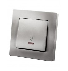 Выключатель на 2 направления 1 кл. с подсветкой 10А серебр. металлик "Сенеж"   SQ1816-0217  TDM