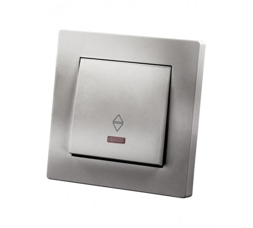 Выключатель на 2 направления 1 кл. с подсветкой 10А серебр. металлик "Сенеж"   SQ1816-0217  TDM