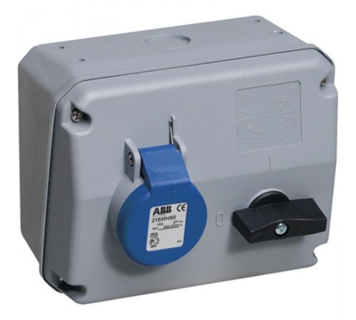 Розетка с выключателем и механической блокировкой 232MHS6, 32A, 2P+E, IP44, 6ч  2CMA167669R1000  ABB