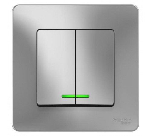 Blanca Алюминий С/У Выключатель 2-клавишный с подсветкой, 10А, 250B  BLNVS010513  SE