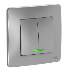 Blanca Алюминий С/У Выключатель 2-клавишный с подсветкой, 10А, 250B  BLNVS010513  SE