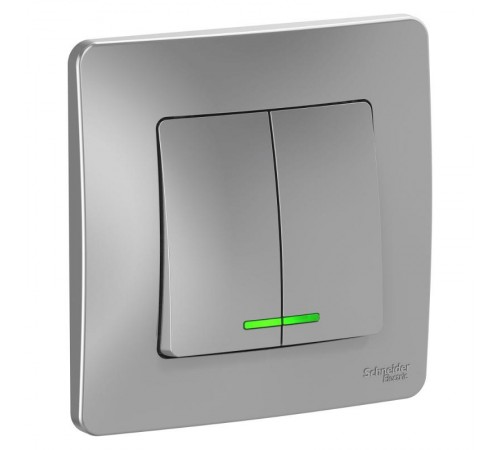 Blanca Алюминий С/У Выключатель 2-клавишный с подсветкой, 10А, 250B  BLNVS010513  SE