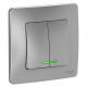 Blanca Алюминий С/У Выключатель 2-клавишный с подсветкой, 10А, 250B  BLNVS010513  SE