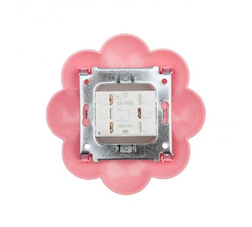Выключатель двухклавишный HAPPY Цветок скрытой установки, белый/розовый  KR-78-0624  Kranz