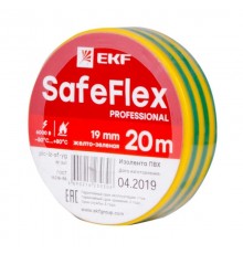 Изолента ПВХ желто-зеленая 19мм 20м серии SafeFlex  plc-iz-sf-yg  EKF