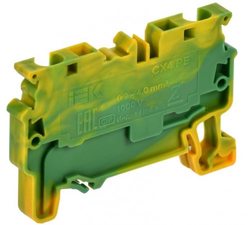 ARMAFIX Клемма пруж. CX4 PE 4мм2 проходная зазем.  AF-CT41-00-K52-004  IEK