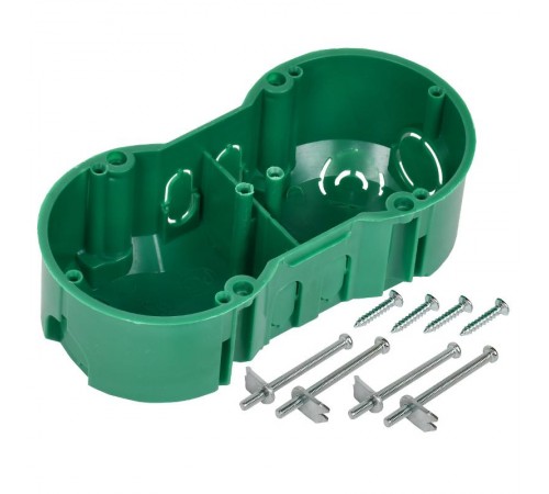 Коробка установочная 141х70x45 двухместная с саморезами, металлические лапки (для полых стен)  UKG20-141-070-045-M  IEK