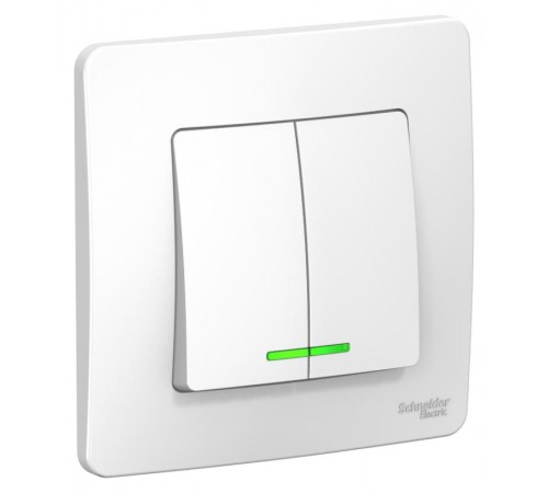 Blanca Белый С/У Выключатель 2-клавишный с подсветкой, 10А, 250B  BLNVS010511  SE
