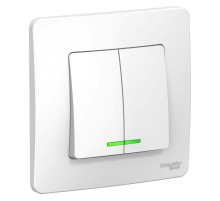 Blanca Белый С/У Выключатель 2-клавишный с подсветкой, 10А, 250B  BLNVS010511  SE