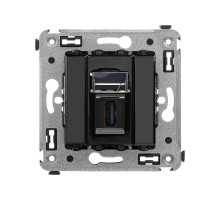 USB 3.0 розетка одинарная в стену, тип А-А, "Avanti", "Черный квадрат"  4402303  DKC