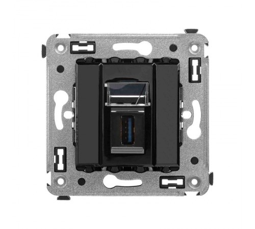 USB 3.0 розетка одинарная в стену, тип А-А, "Avanti", "Черный квадрат"  4402303  DKC