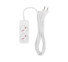 Удлинитель STANDARD 2 гнезда, 3м, 2х1,0мм, б/з, белый  13-4001  REXANT