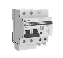 Выключатель автоматический дифференциальный АД-2 S 63А/300мА (характеристика C, AC, электронный, защита 270В) 4,5кА PROxima  DA2-63-300S-pro  EKF