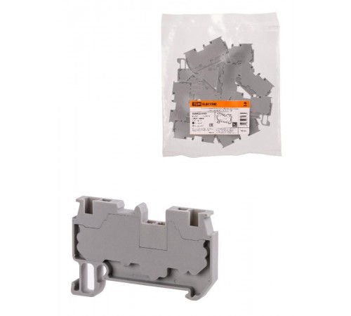 Зажим клеммный безвинтовой ЗКБ быстрого зажима 2,5 мм2 24А серый (Ph-C PT 2,5)  SQ0822-0161  TDM