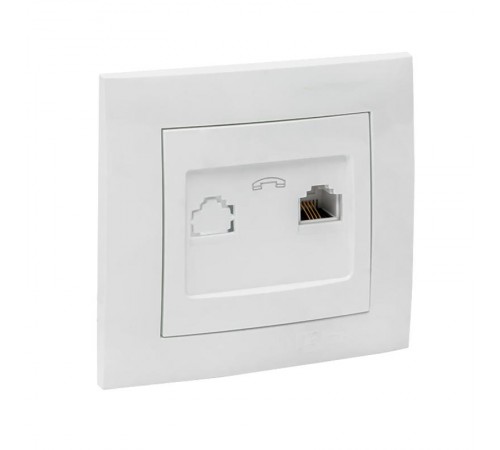Валенсия розетка телефонная RG-11 1-местная белая EKF PROxima   EWT01-034-10   EKF