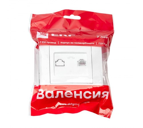 Валенсия розетка телефонная RG-11 1-местная белая EKF PROxima   EWT01-034-10   EKF