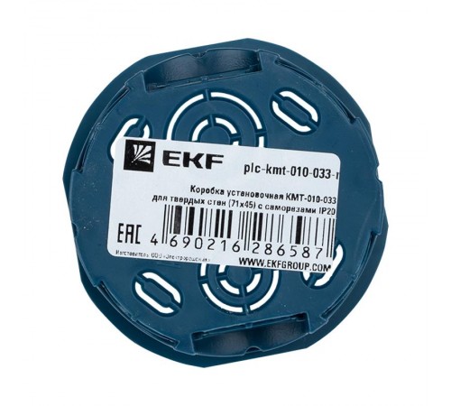 Коробка установочная КМТ-010-033 для твердых стен (71х45) с саморезами IP20 розничный стикер PROxima  plc-kmt-010-033-r  EKF