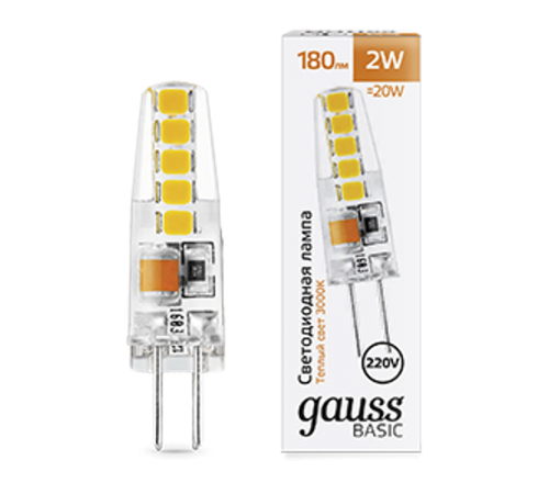 Лампа светодиодная   Basic G4 AC220-240V 2W 180lm 3000K силикон LED 1/20/200  1169712  Gauss