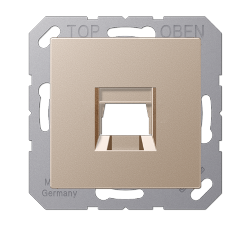 Kрышка для 1-го разъема; без видимого винта; подпружиненная шторка; термопласт; шампань A1569-1WECH Jung