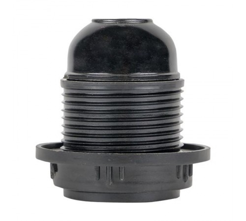 Патрон с кольцом карболитовый Е27 черный PROxima  LHC-E27-r-s  EKF