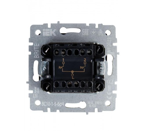 BRITE Выключатель жалюзи 10А ВС10-1-5-БрЧ черный   BR-V15-0-10-K02  IEK