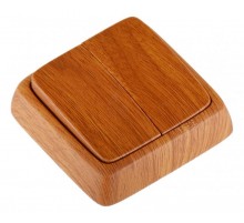 Выключатель открытой установки, двухклавишный, с монтажной пластиной, цвет дуб  ВА10-155-05  HEGEL