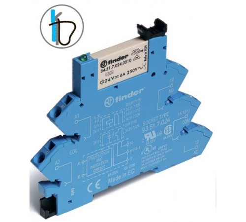 Интерфейсный модуль, электромеханическое реле; 1CO 6A; контакты AgSnO2; питание 110-125В AC/DC; подавление утечки тока  386131254060  Finder