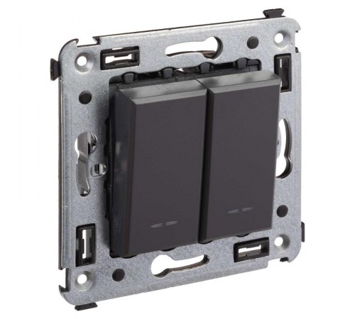 Переключатель двухклавишный в стену, "Avanti", "Черный матовый"  4412114  DKC