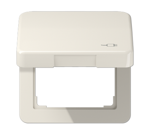 Рамка с подпружиненной крышкой для механизмов 50*50, с символом "Вилка" CD590KLSOC Jung