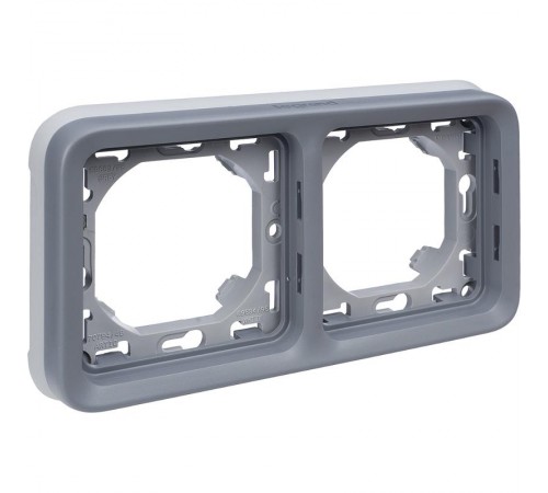 Plexo Серая Рамка 2-ая горизонтальная с суппортом для внутреннего монтажа IP55  069683  Legrand