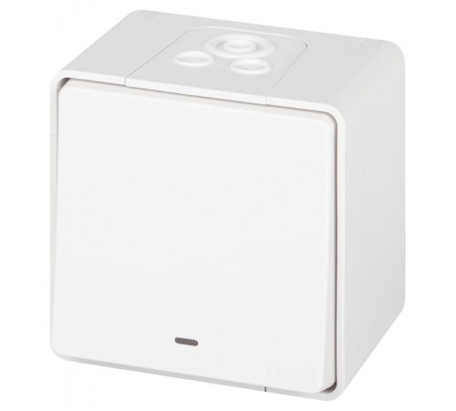 Переключатель ЭРА Эксперт 11-1507-01 с подсветкой IP55, 10АХ-250В, ОУ, Белый  Б0063255  ЭРА