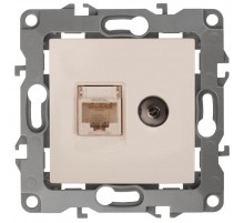 Розетка информационная+TV 12-3110-02 RJ45+TV,  слоновая кость  Б0027442  ЭРА
