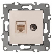 Розетка информационная+TV 12-3110-02 RJ45+TV,  слоновая кость  Б0027442  ЭРА