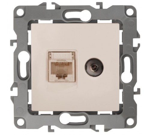 Розетка информационная+TV 12-3110-02 RJ45+TV,  слоновая кость  Б0027442  ЭРА