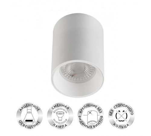 Светильник светодиодный накладной DK3110-WH IP20, 10Вт, GU5.3, LED, белый, пластик  DK3110-WH  DENKIRS