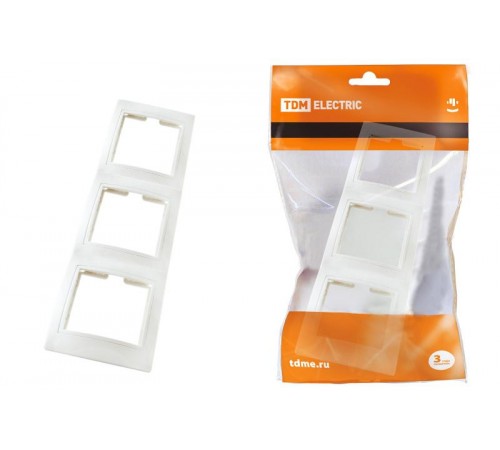 Рамка 3-х постовая вертикальная белая "Таймыр"   SQ1814-0027  TDM