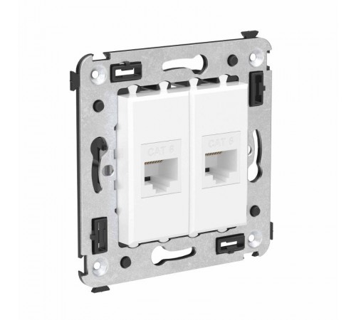 Компьютерная розетка RJ-45 без шторки в стену, кат.6 двойная, "Avanti", "Белое облако"  4400694  DKC