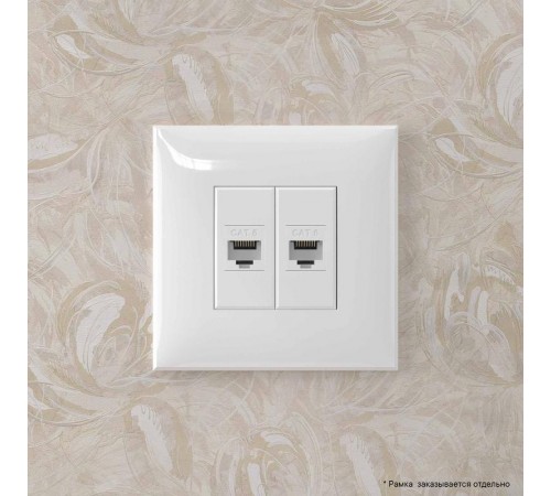 Компьютерная розетка RJ-45 без шторки в стену, кат.6 двойная, "Avanti", "Белое облако"  4400694  DKC