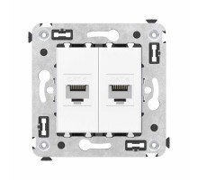Компьютерная розетка RJ-45 без шторки в стену, кат.6 двойная, "Avanti", "Белое облако"  4400694  DKC