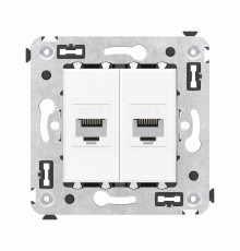 Компьютерная розетка RJ-45 без шторки в стену, кат.6 двойная, "Avanti", "Белое облако"  4400694  DKC