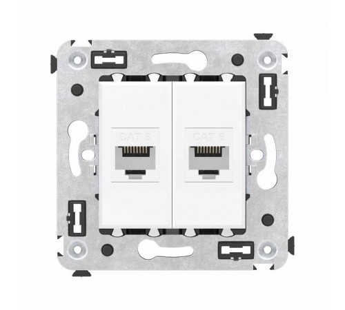 Компьютерная розетка RJ-45 без шторки в стену, кат.6 двойная, "Avanti", "Белое облако"  4400694  DKC