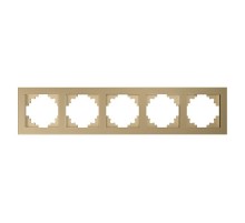 Рамка 5-местная, стекло, серия Катрин, GFR00-7005-08, золото  49040  STEKKER