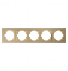 Рамка 5-местная, стекло, серия Катрин, GFR00-7005-08, золото  49040  STEKKER