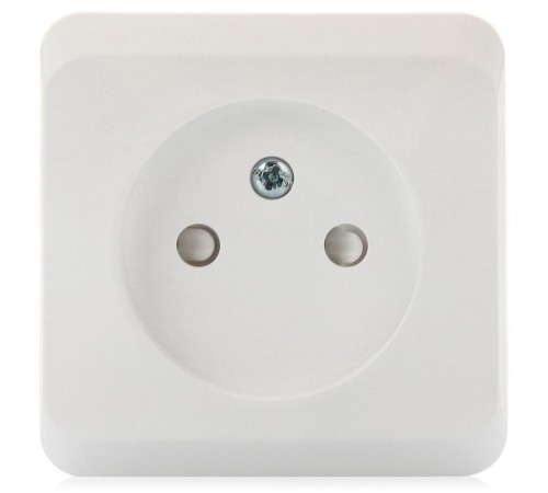 Этюд Белый О/У Розетка без заземления со шторками  PA16-002B  SE